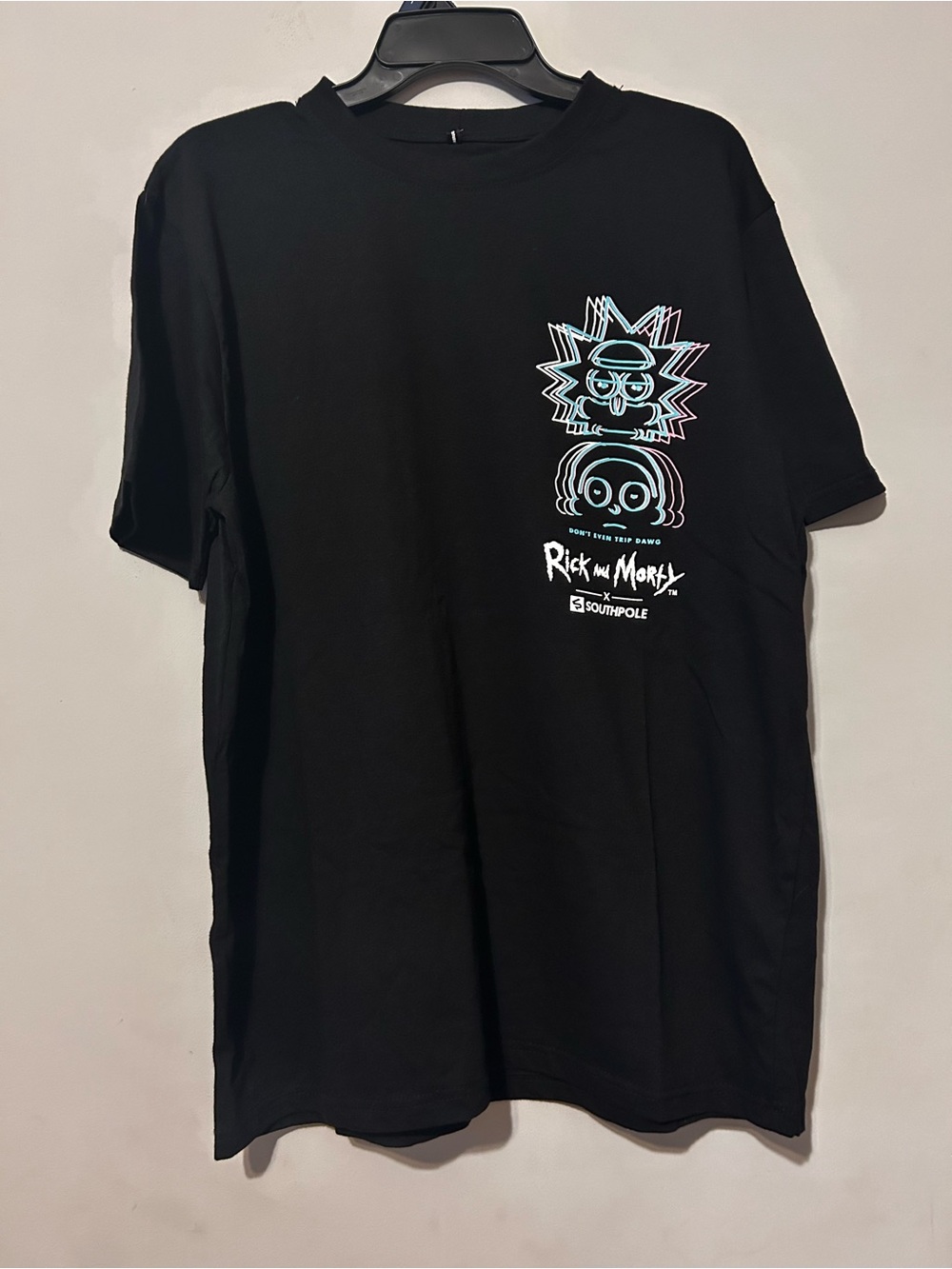 South Pole Black Rick and Morty Graphic Tee with Cyan Accents